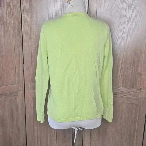 Cardigan Womens Lime Green Cardigan with Blue Trim - Picture 6 of 7